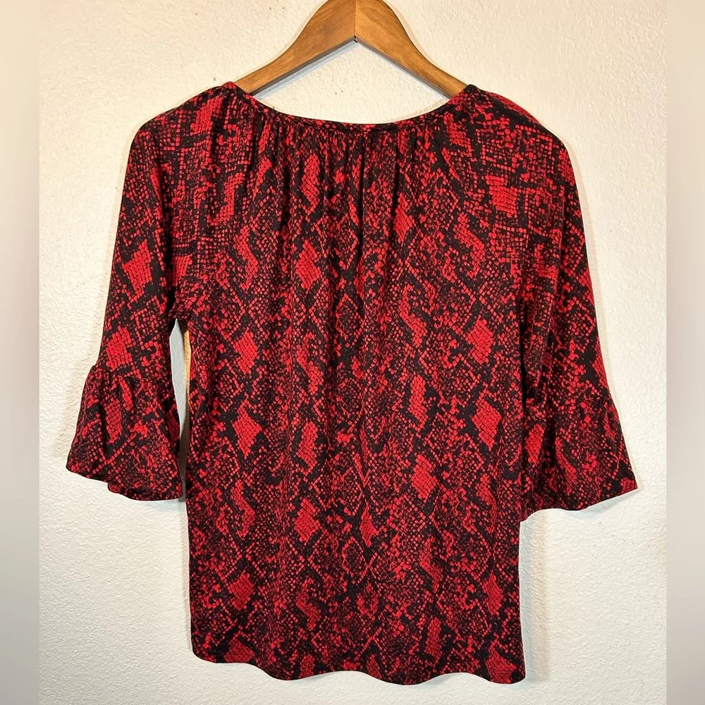 Michael Kors Red Snake Print Blouse Size XS